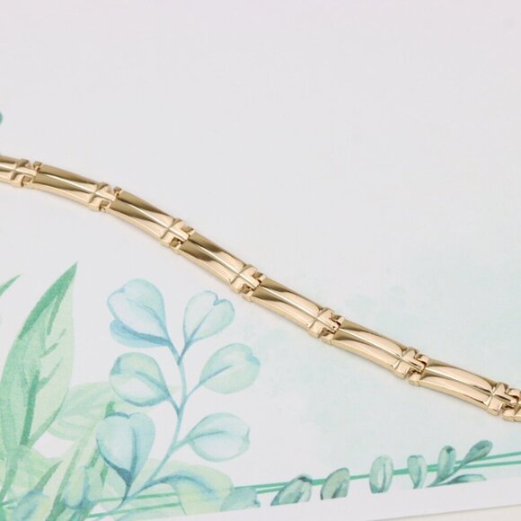 "Elegant Rose Gold Plated Zigzag Link Bracelet for Women, XPBL0869 - Picture 3 of 12